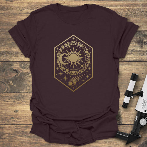 Celestial Knotwork Design - Dark Chocolate T-Shirt