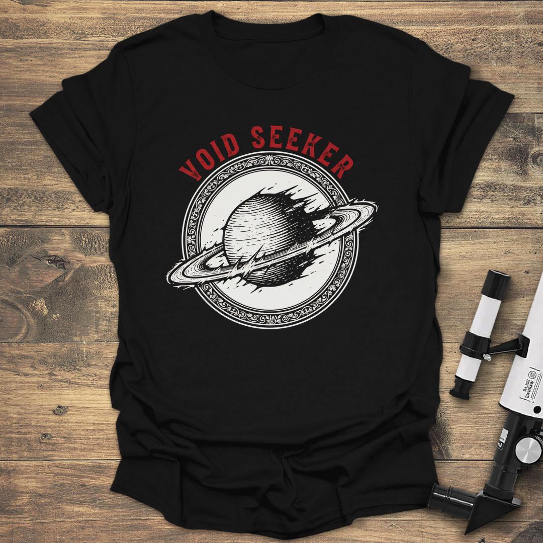 Void Seeker Dark Aesthetic Saturn - Black T-Shirt