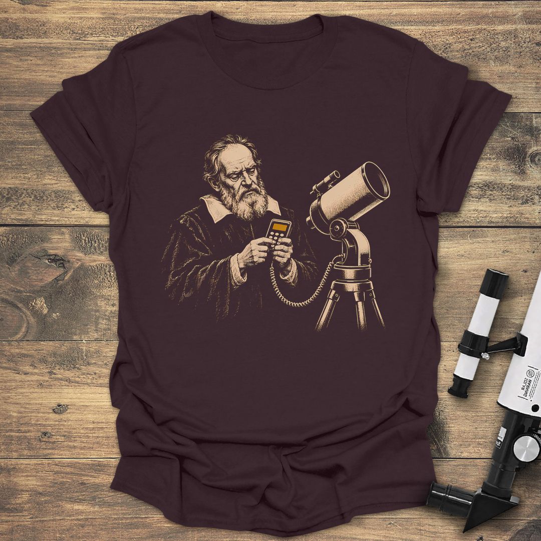 Galileo With A GoTo Controller - Dark Chocolate t-shirt
