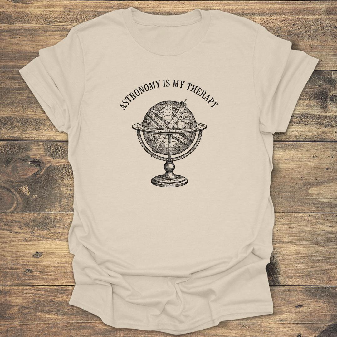 Astronomy Is My Therapy Vintage Armillary Globe - Natural T-Shirt