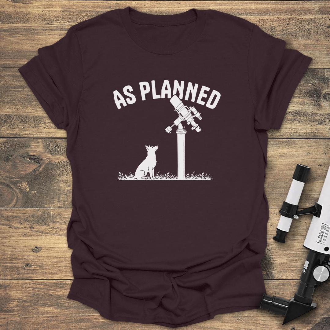 As Planned Dog and Telescope - Dark Chocolate T-Shirt