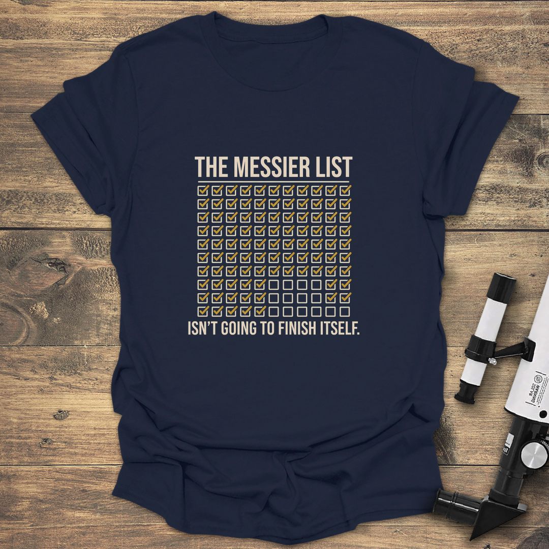 The Messier List Checklist - Navy t-shirt