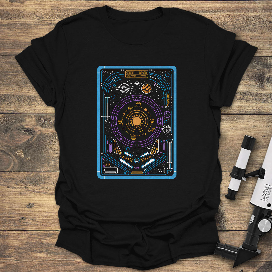 Solar System Pinball - Black T-Shirt