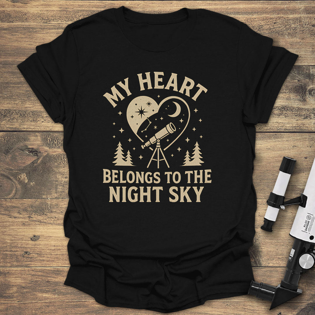 My Heart Belongs to the Night Sky - Black T-Shirt