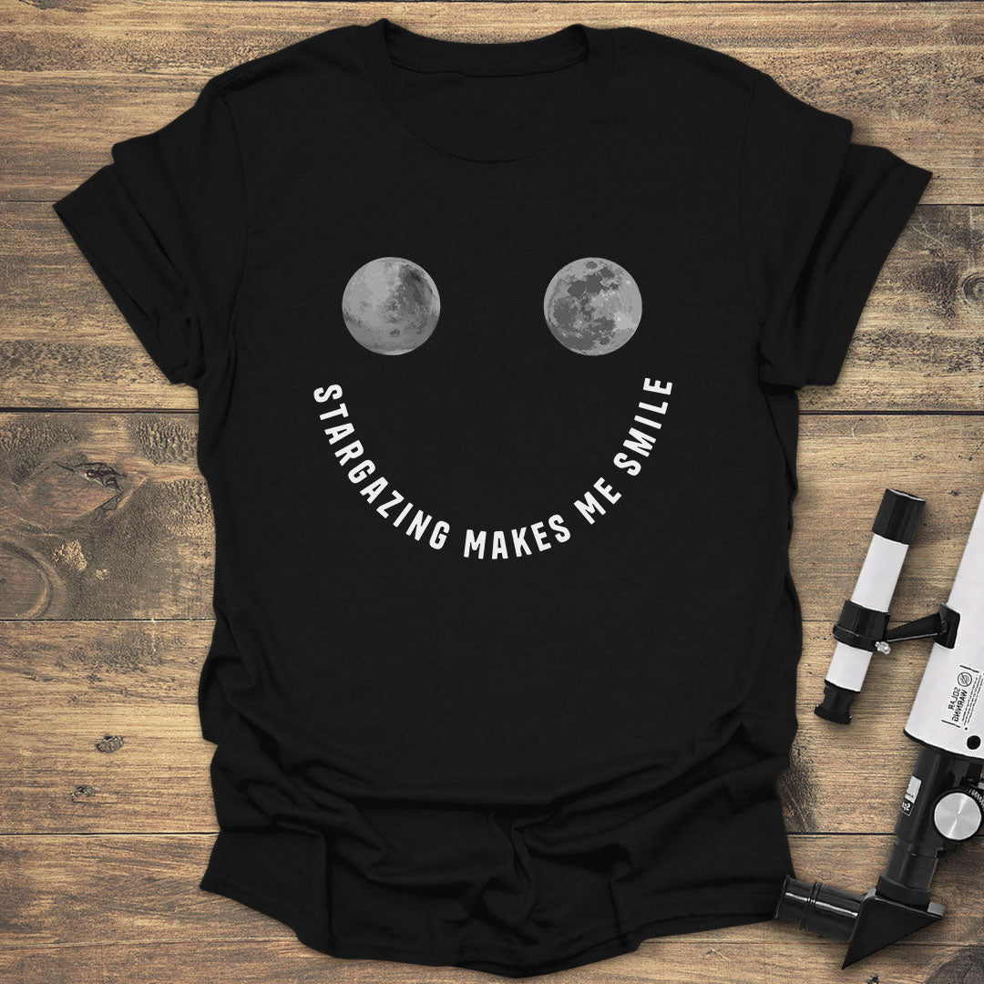 Stargazing Makes Me Smile - Black T-Shirt