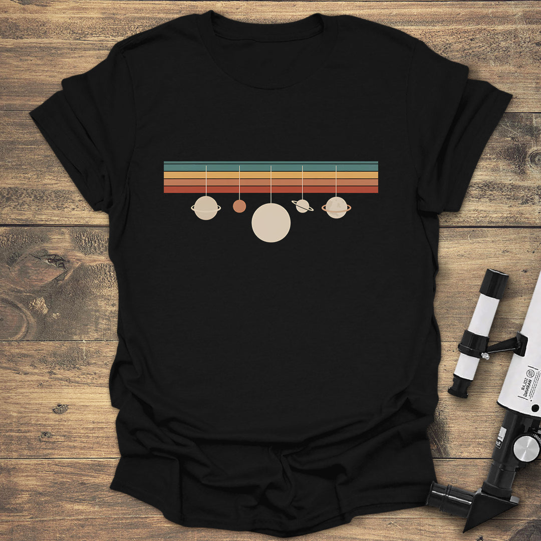 Retro Planets Minimalist Space T-Shirt