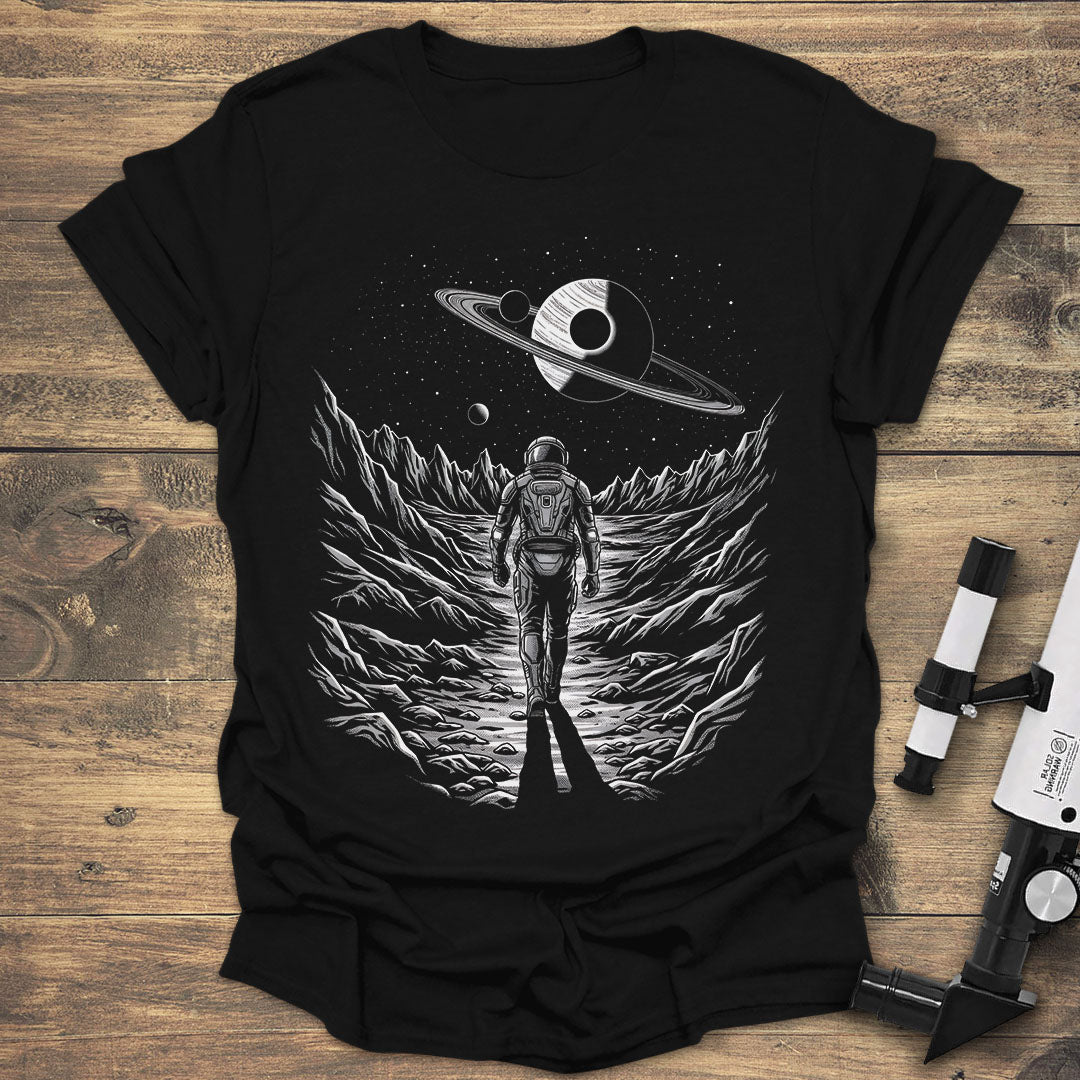 Astronaut on Alien World - Black T-Shirt