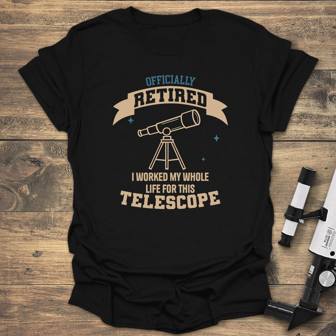 Officially Retired Telescope - Black T-Shirt