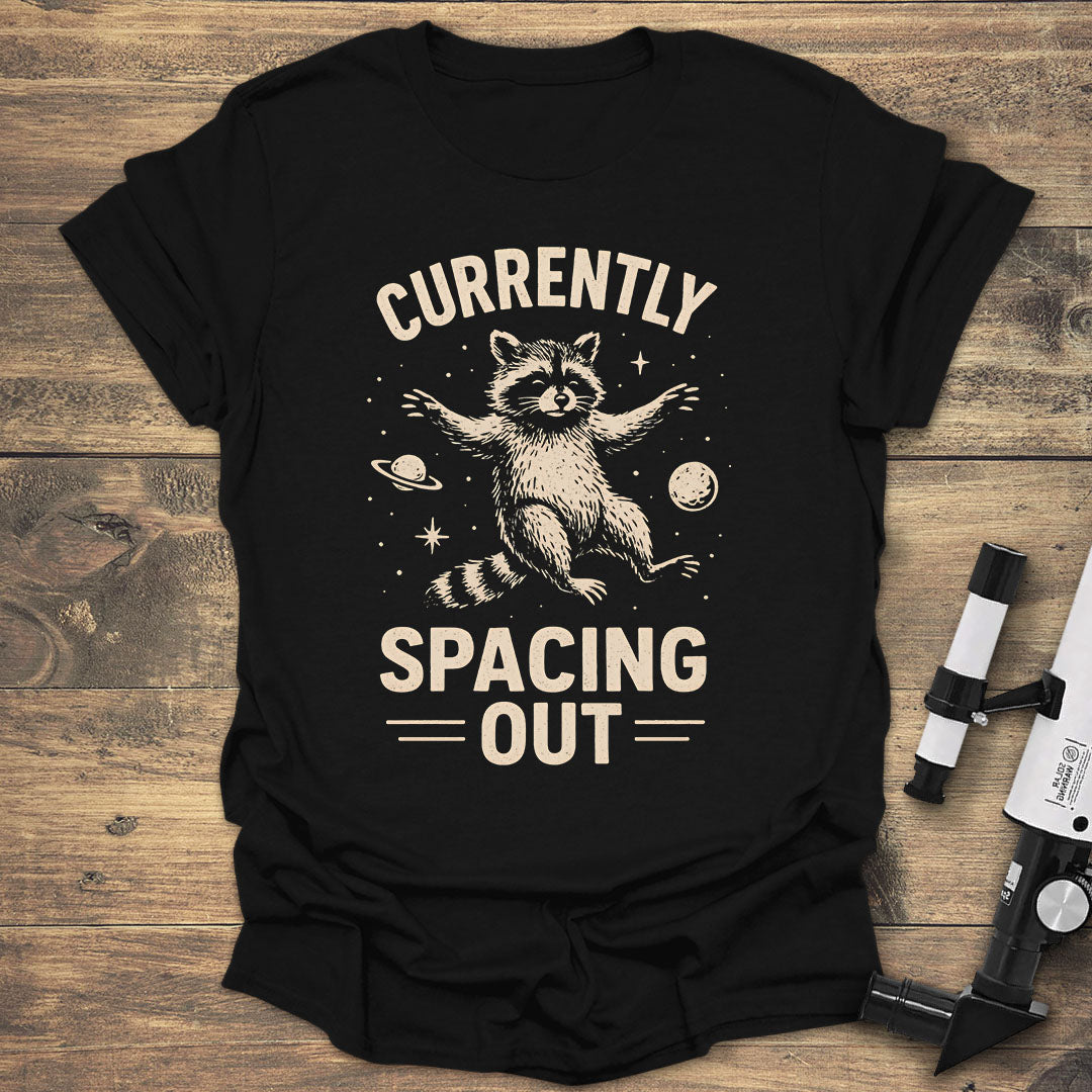 Raccoon Spacing Out - Black T-Shirt