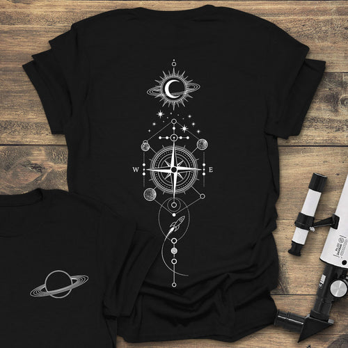 Cosmic Compass Back Print - Black T-Shirt