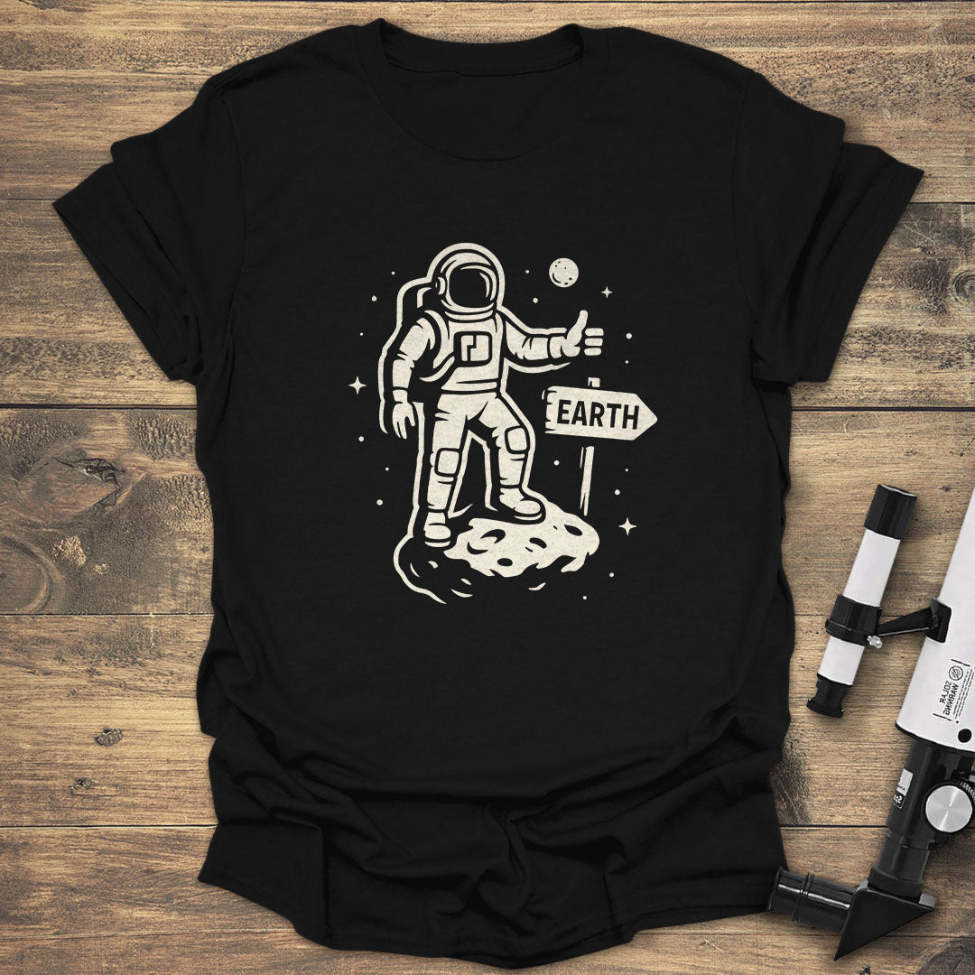 Astronaut Hitchhiking - Black T-Shirt