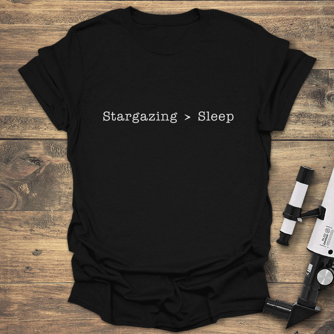 Stargazing Greater Than Sleep - Black T-Shirt