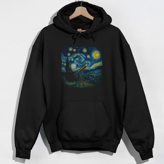 Starry Night with a Telescope Hoodie - Black Hoodie