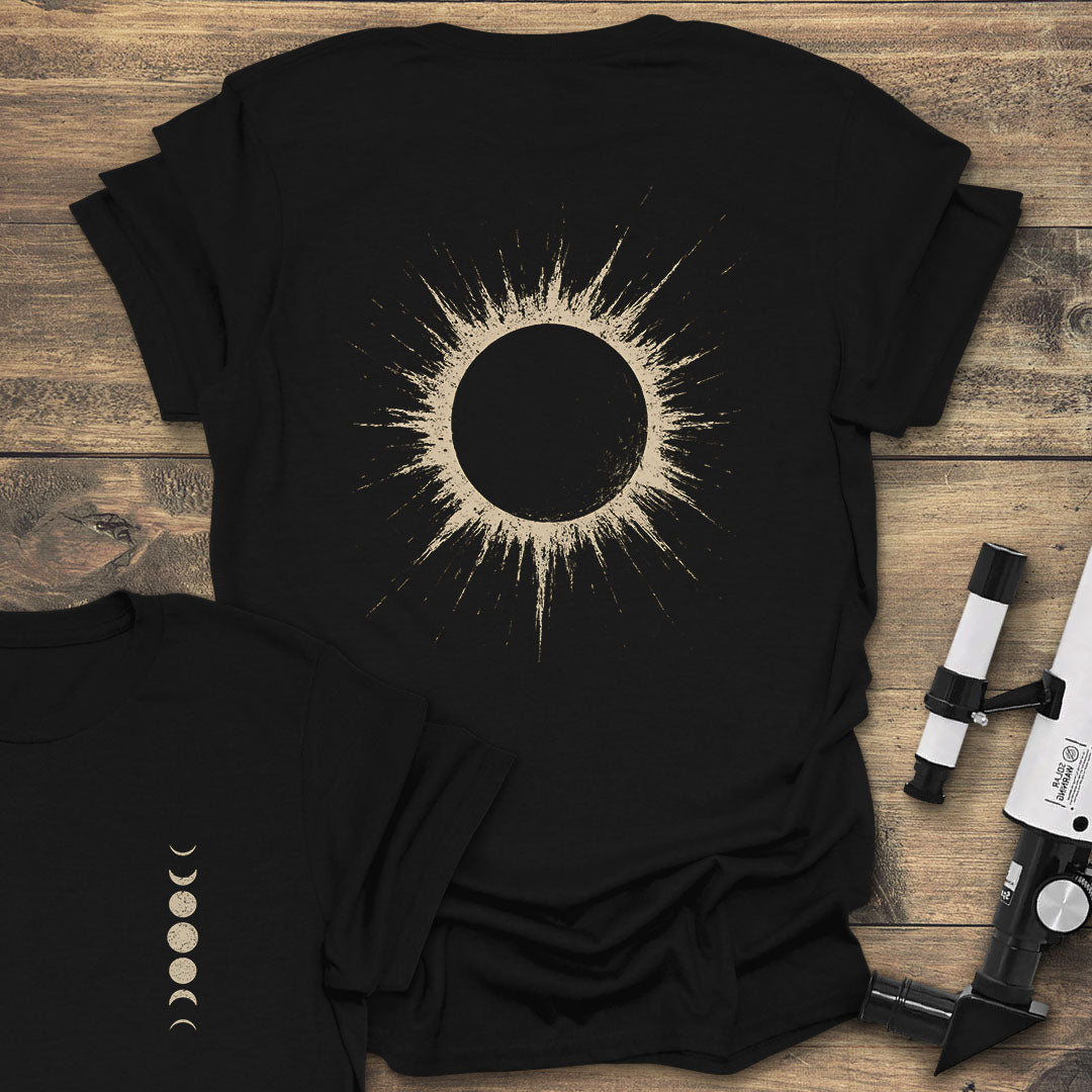 Solar Eclipse Back Print - Black T-Shirt