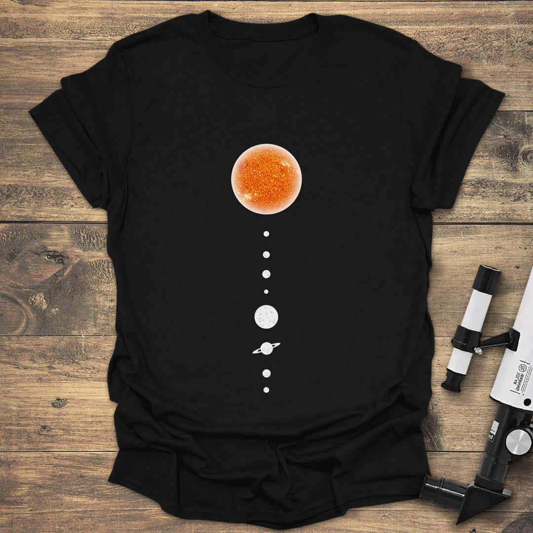 Solar System Alignment T-Shirt | Minimalist Space Lover Tee