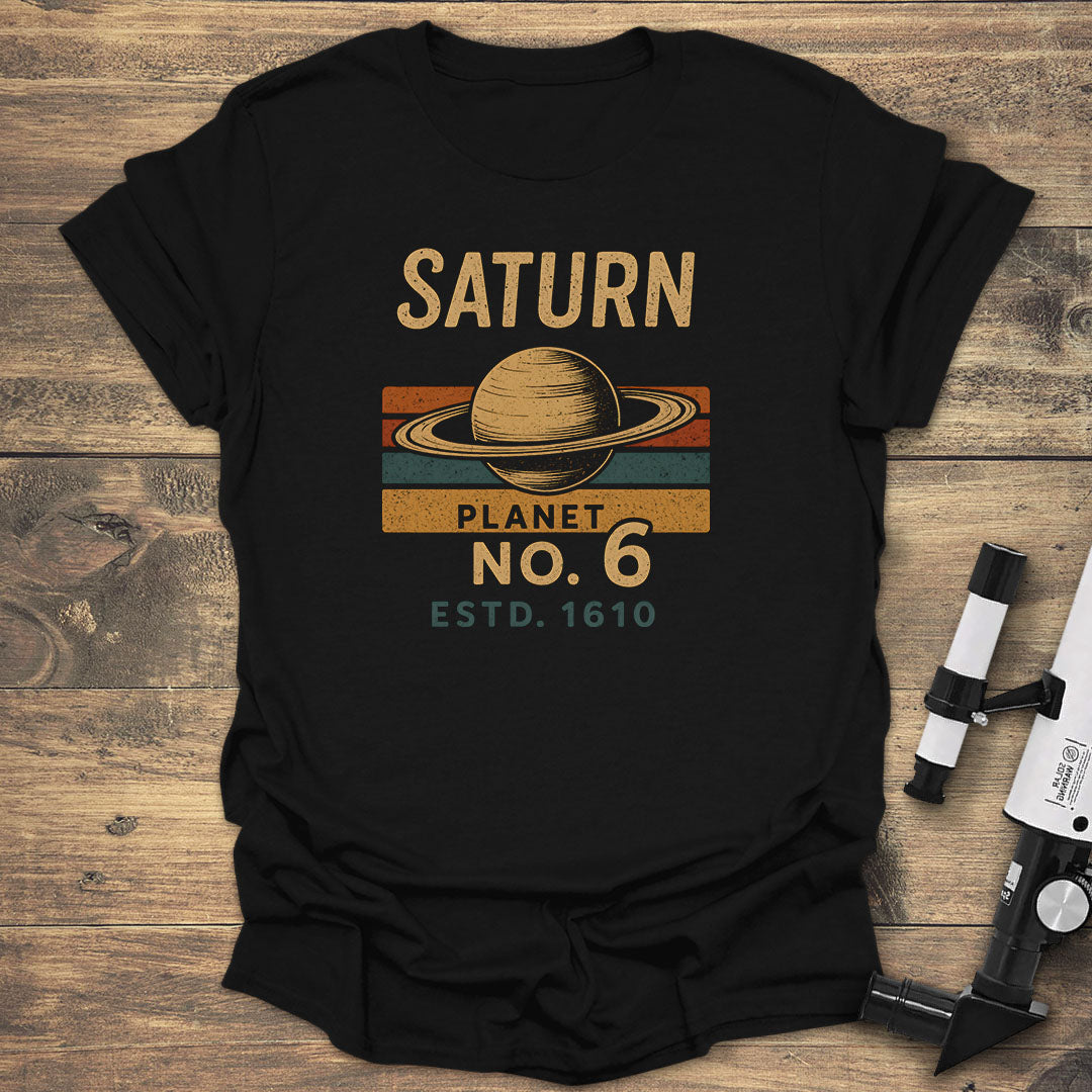 Saturn Planet No. 6 - Black T-Shirt