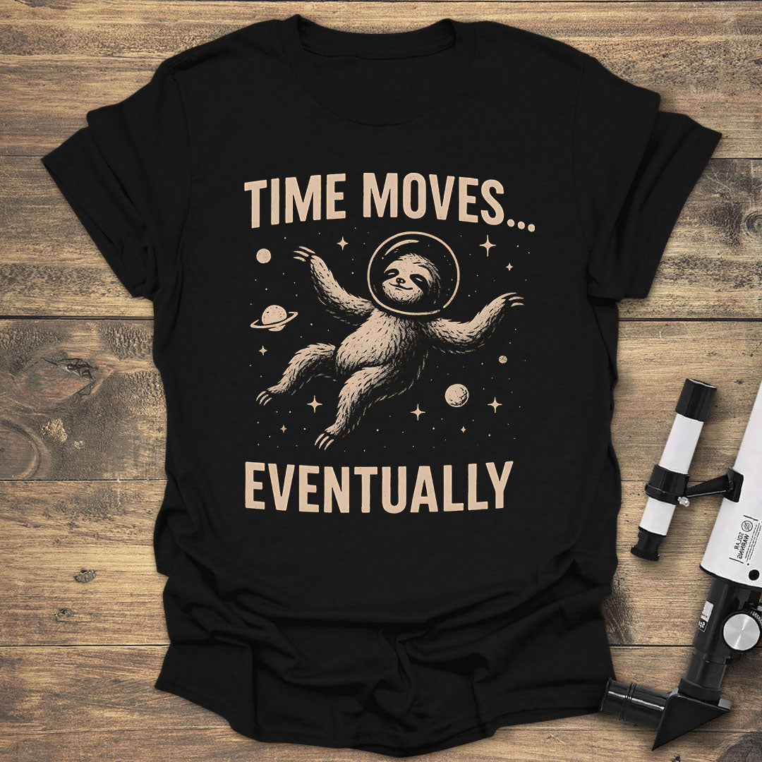 Space Sloth Time Moves - Black T-Shirt