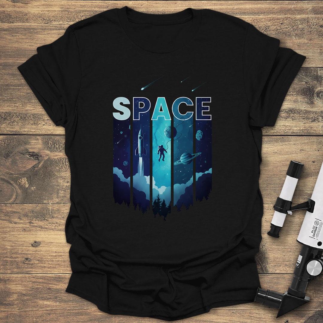 Space Astronaut Galaxy - Black T-Shirt