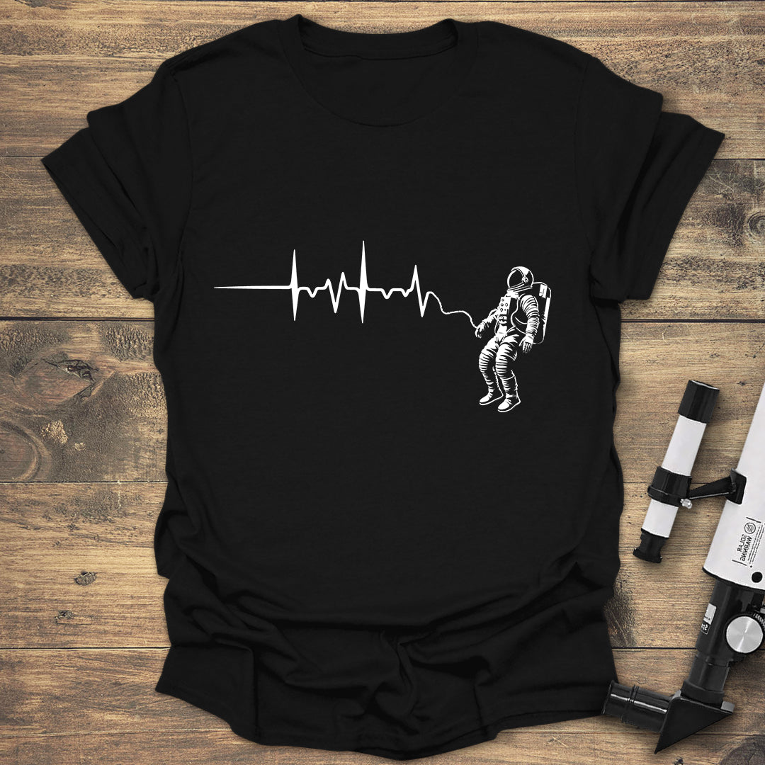 Astronaut Heartbeat - Black T-Shirt