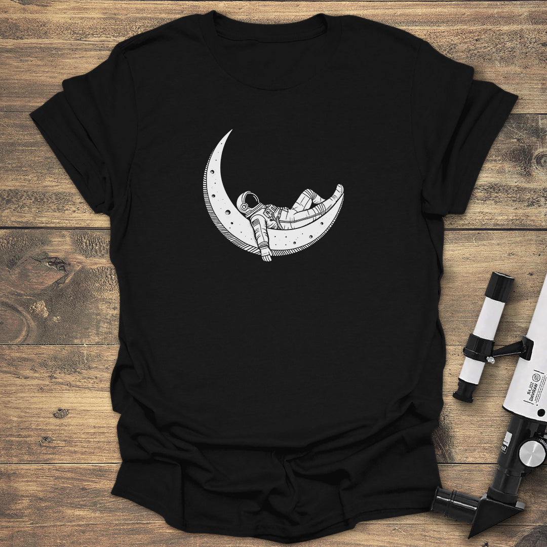 Astronaut Moon Lounge - Black T-Shirt