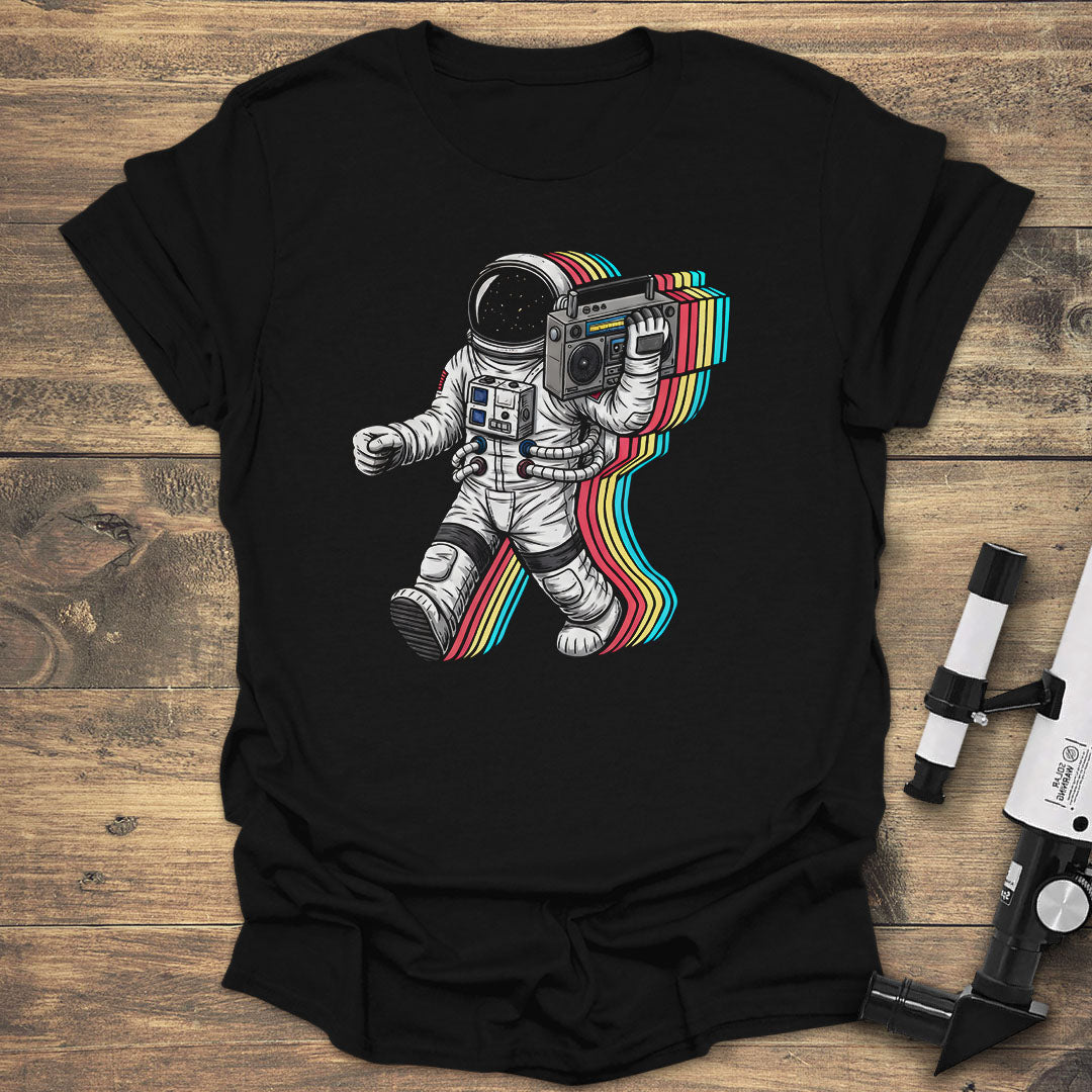 Astronaut Boombox Groove - Black T-Shirt
