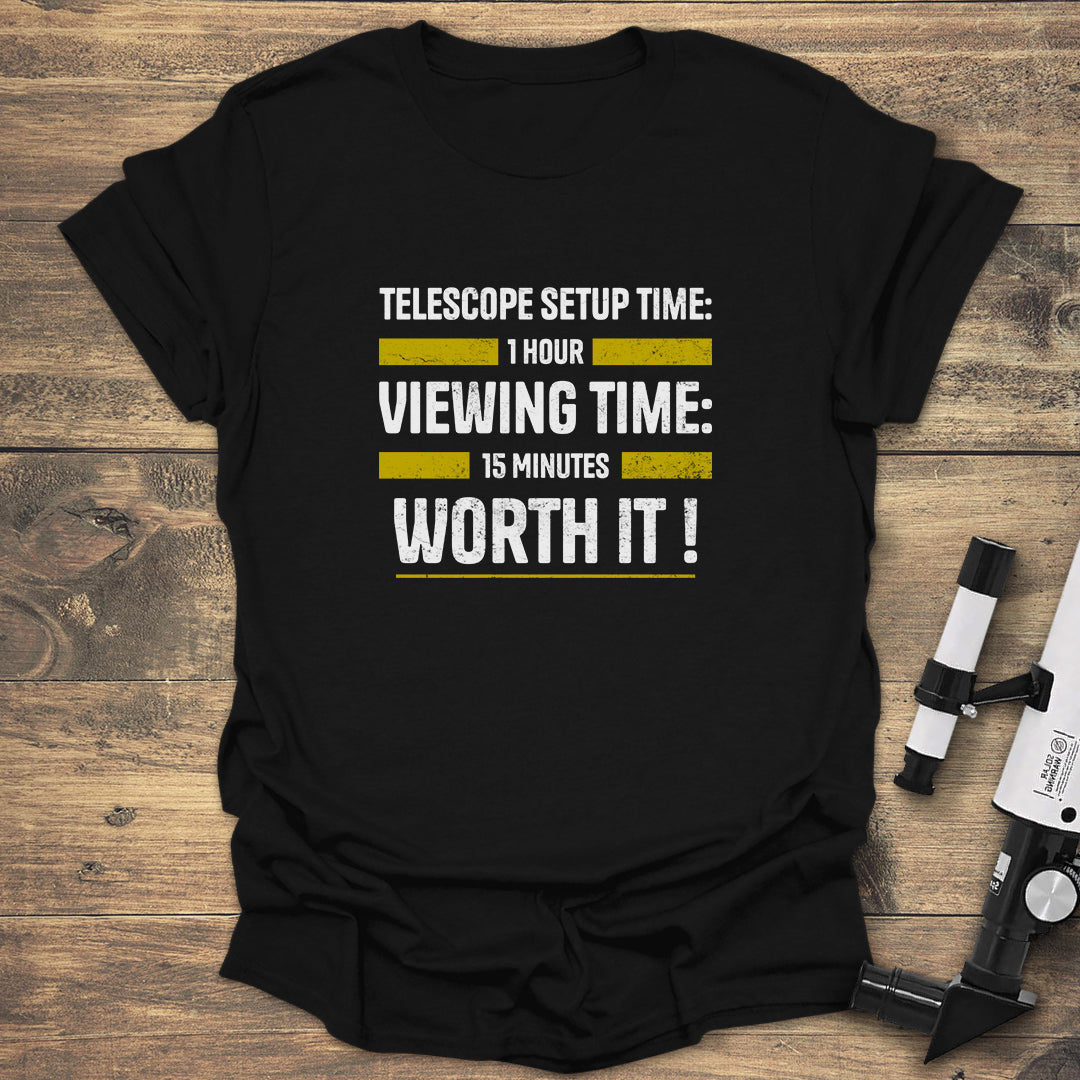 Telescope Setup Time - Black T-Shirt