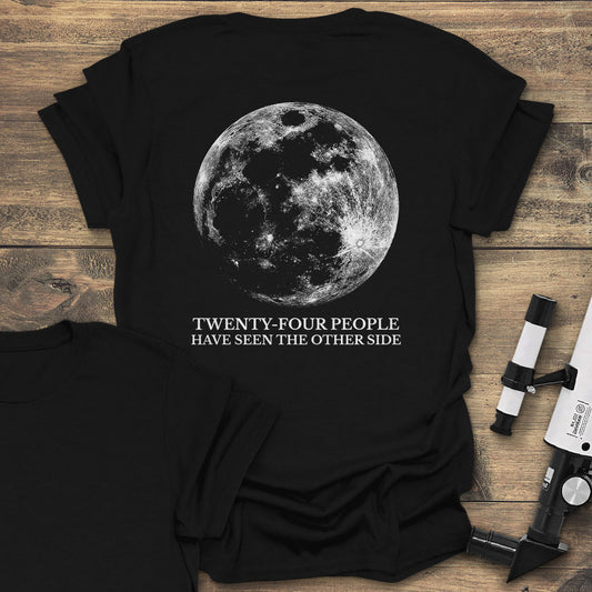 Far Side Moon Back Print - Black T-Shirt