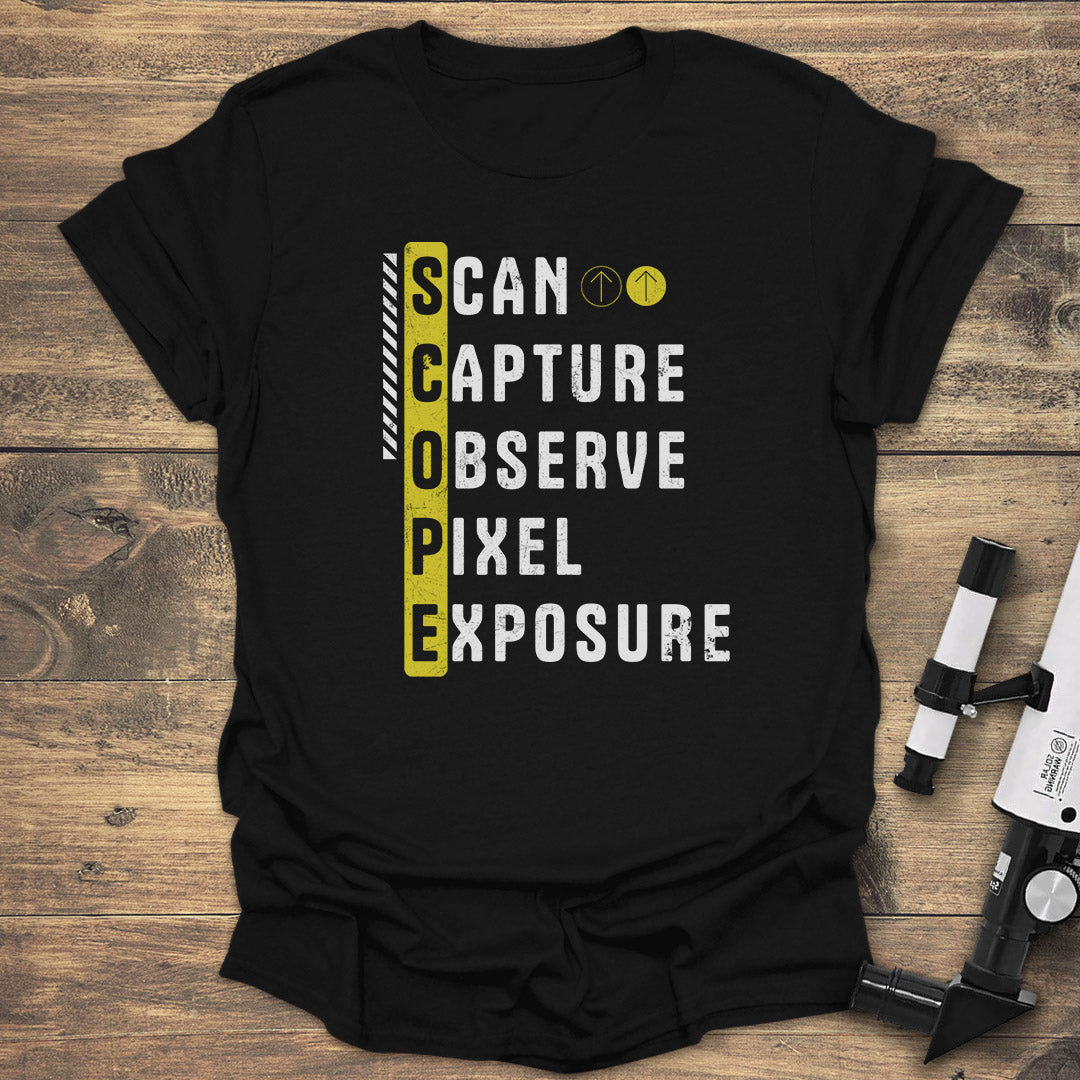 SCOPE Astrophotography Acronym - Black T-Shirt