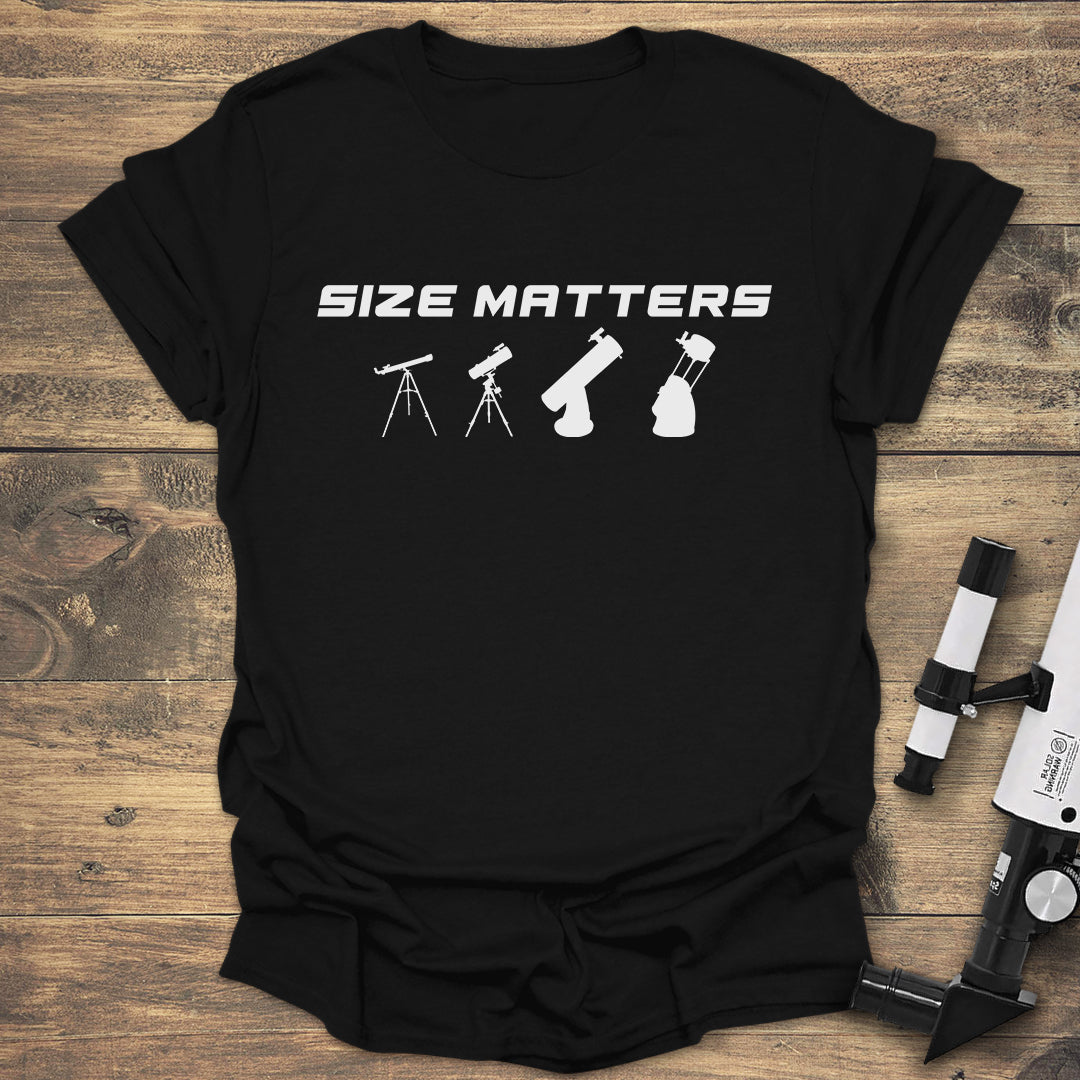 Size Matters Telescope - Black T-Shirt