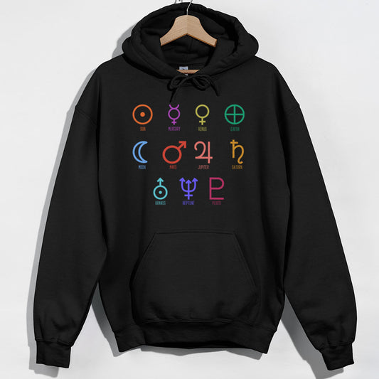 Solar System Symbols Hoodie - Black Hoodie