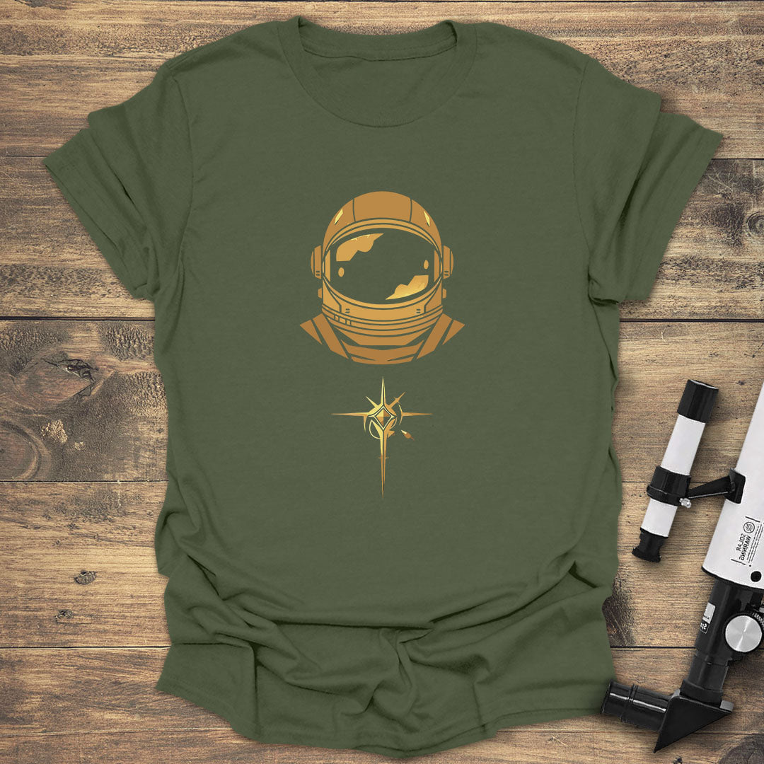 Anstronaut And Star - Military Green T-Shirt