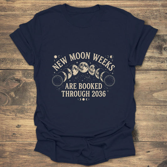 New Moon Weeks Booked 2036 - Navy T-Shirt
