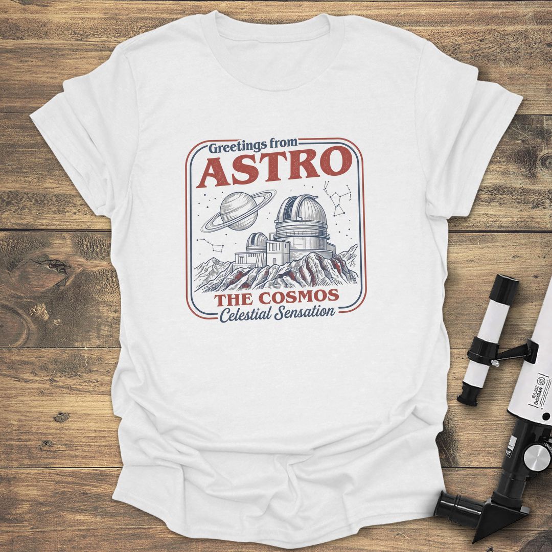 Greetings From Astro Cosmos - White t-shirt