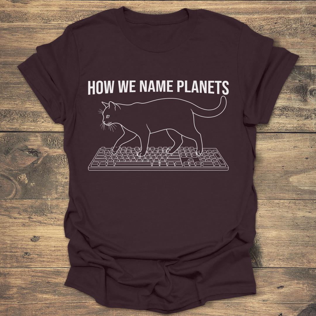 Naming Planets Cat - Dark Chocolate T-Shirt