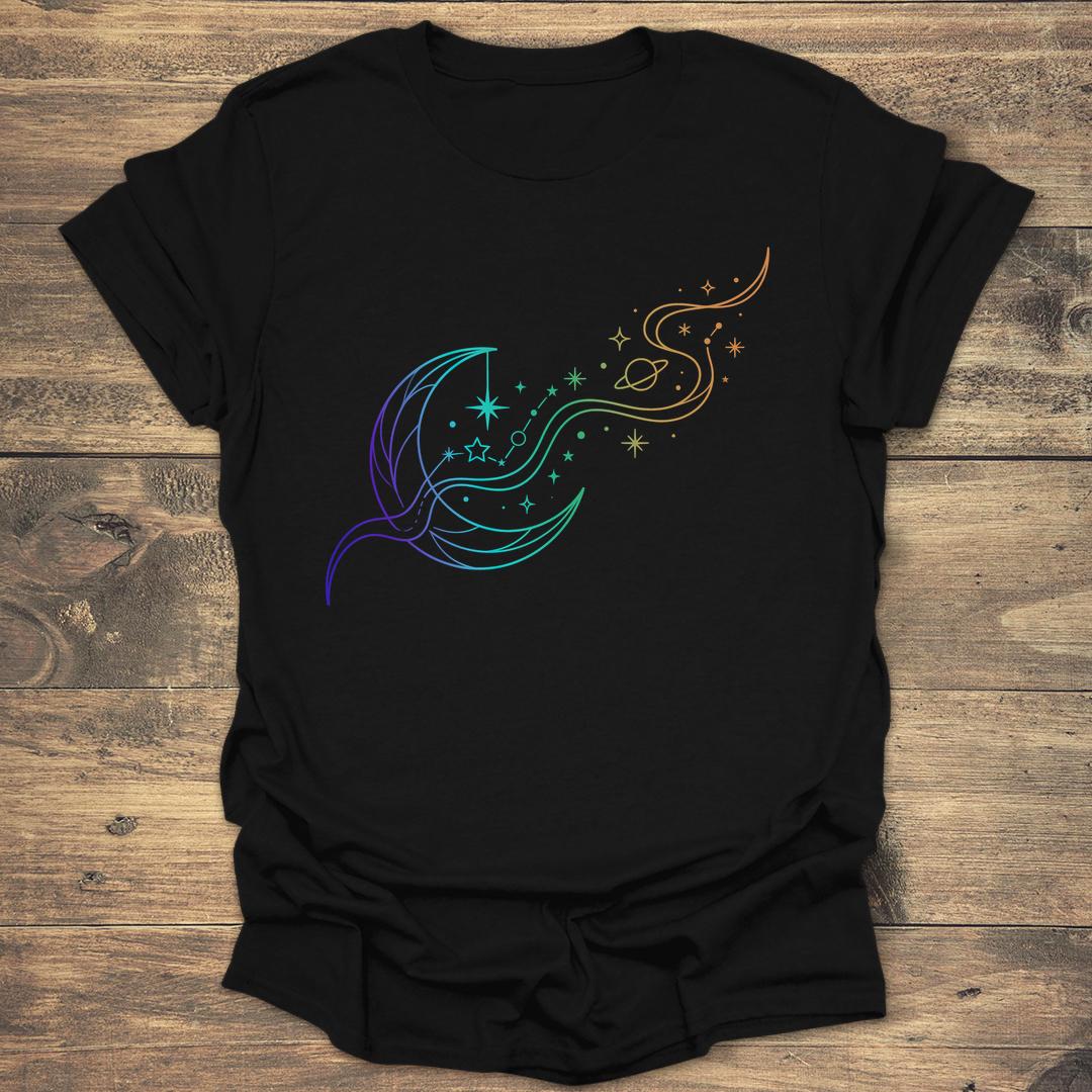 Starlight Trail Celestial Moon - Black T-Shirt