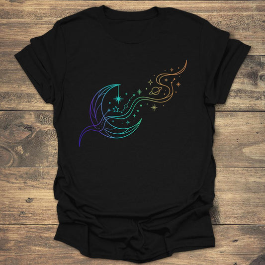 Starlight Trail Celestial Moon - Black T-Shirt