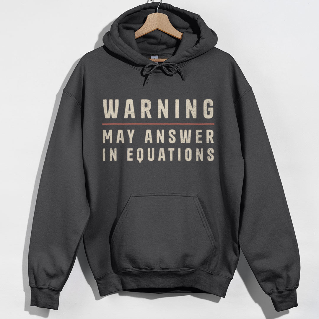 Warning May Answer in Equations Hoodie - Charcoal Hoodie