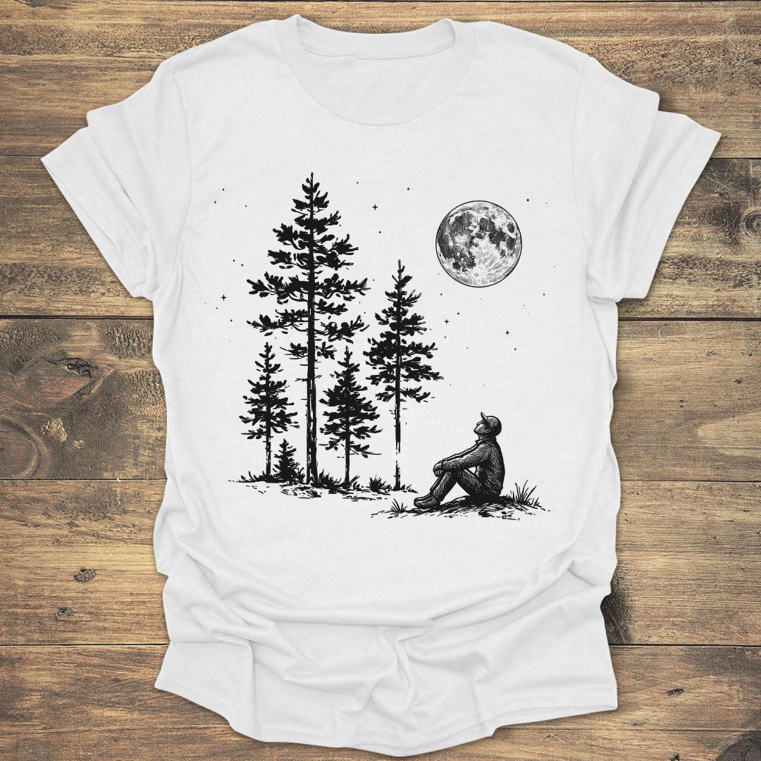Moonlight Observer - White T-Shirt