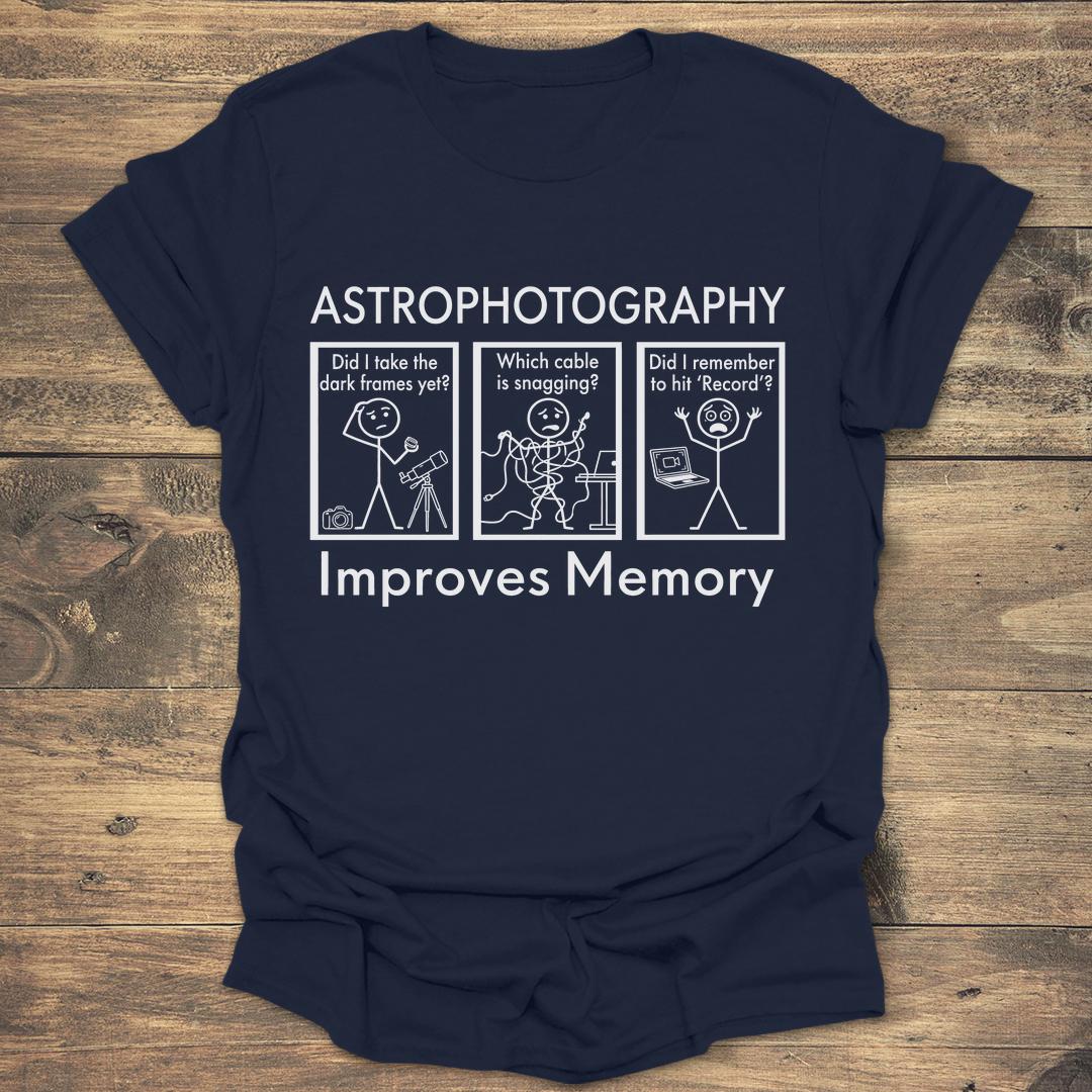 Astrophotography Improves Memory - Navy T-Shirt