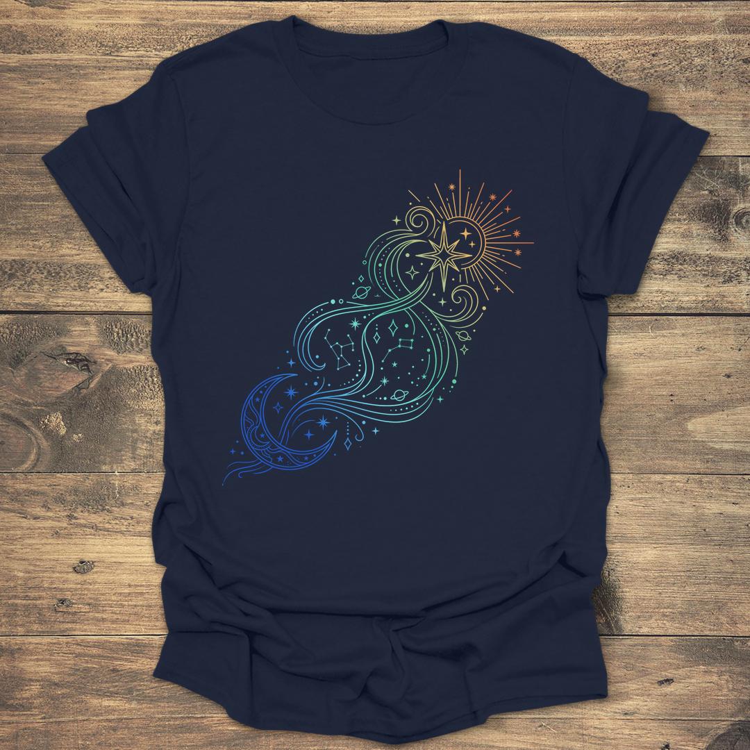 Celestial Radiance Solar Flare Gradient - Navy T-Shirt