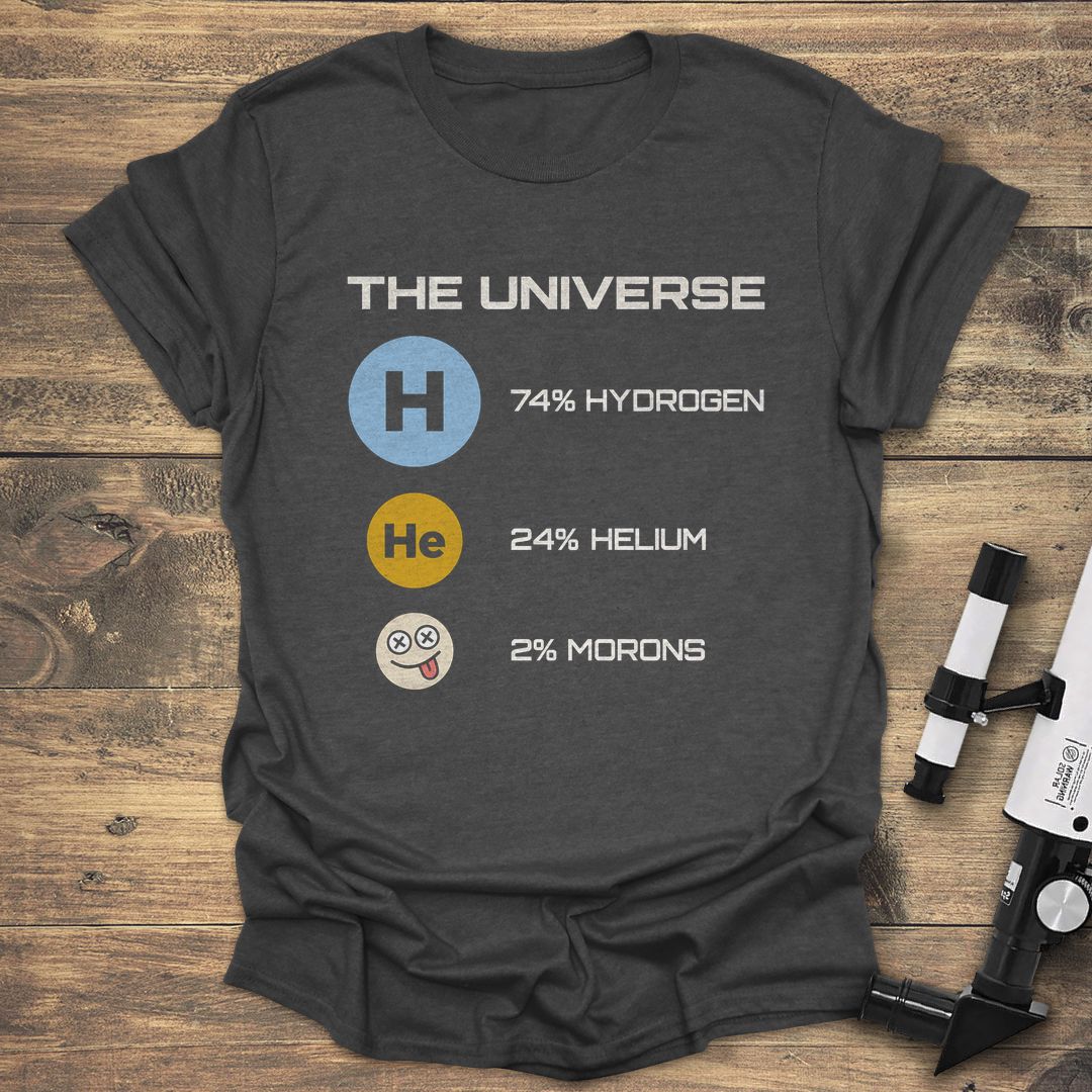 Universe 74% Hydrogen Humor - Dark Heather t-shirt