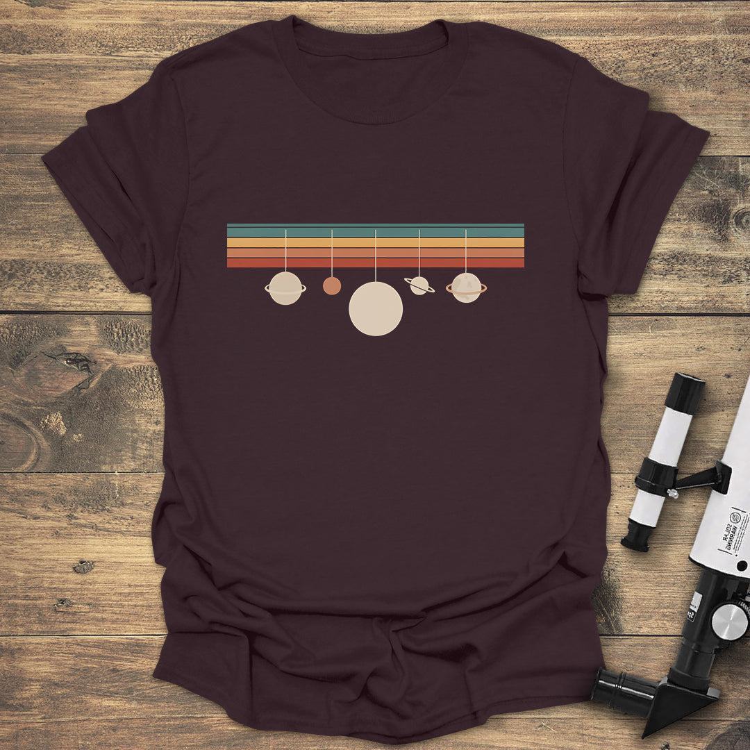 Retro Planets Minimalist Space T-Shirt