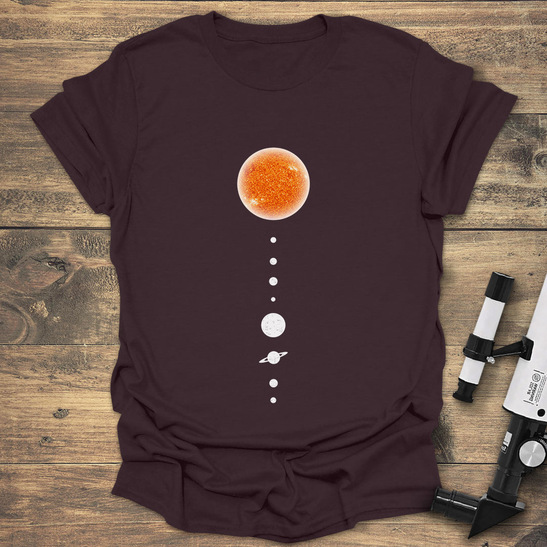 Solar System Alignment T-Shirt | Minimalist Space Lover Tee