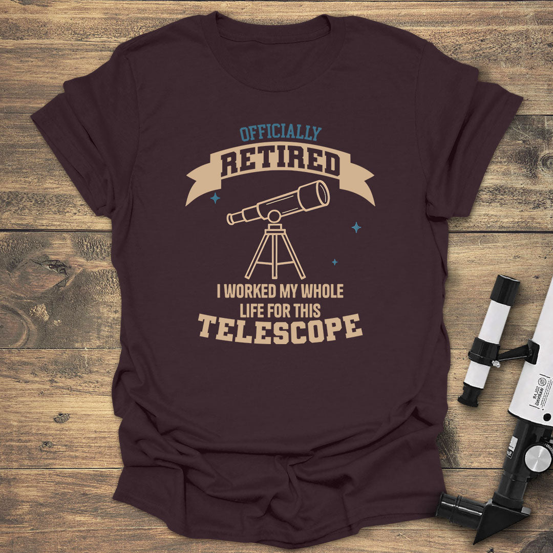 Officially Retired Telescope - Dark Chocolate T-Shirt