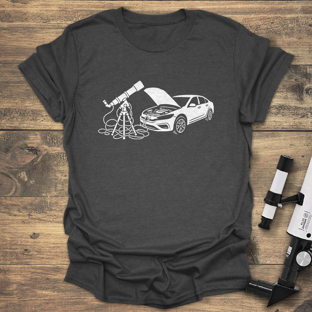 Car and Telescope - Dark heather T-Shirt