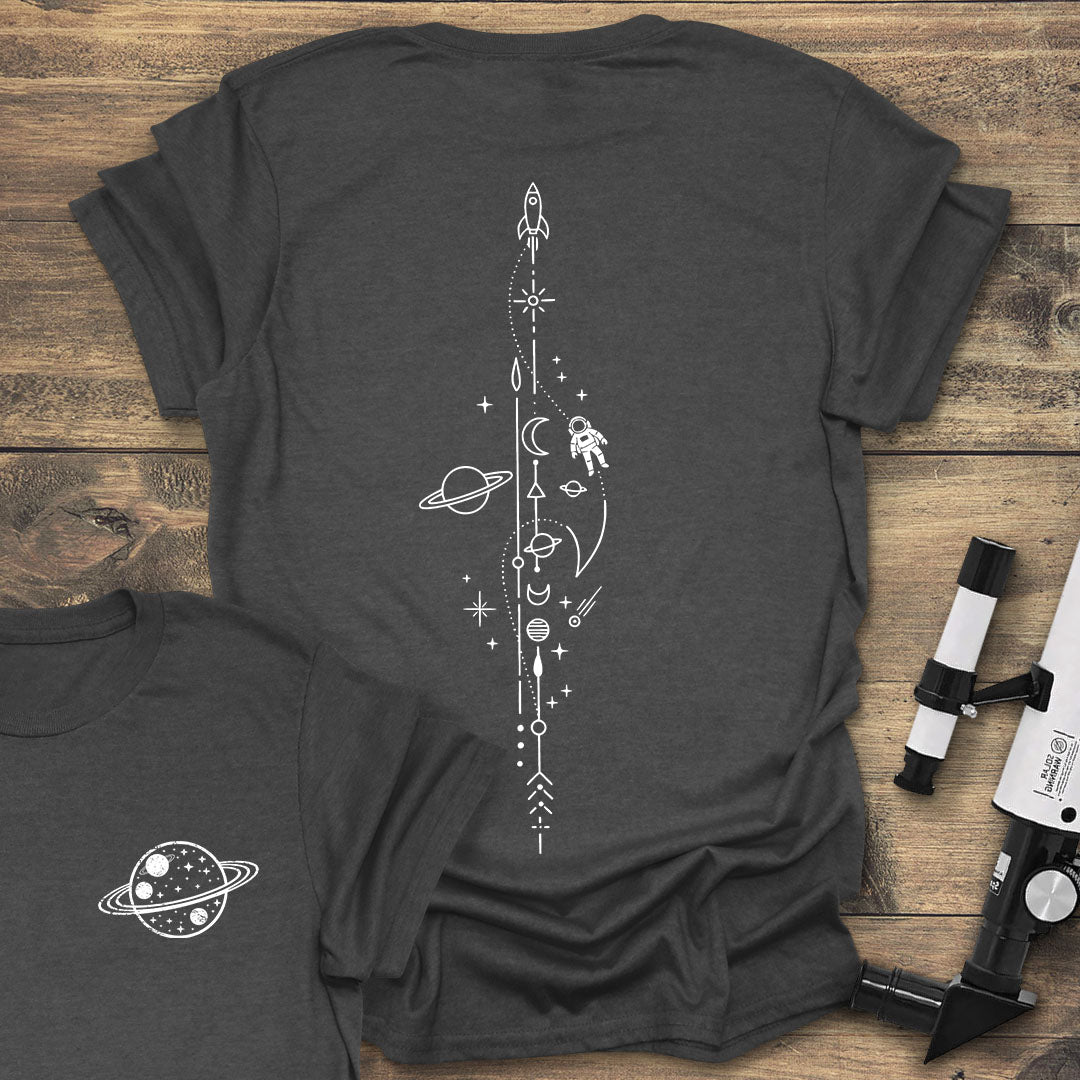 Rocket & Astronaut Back Print - Dark heather T-Shirt