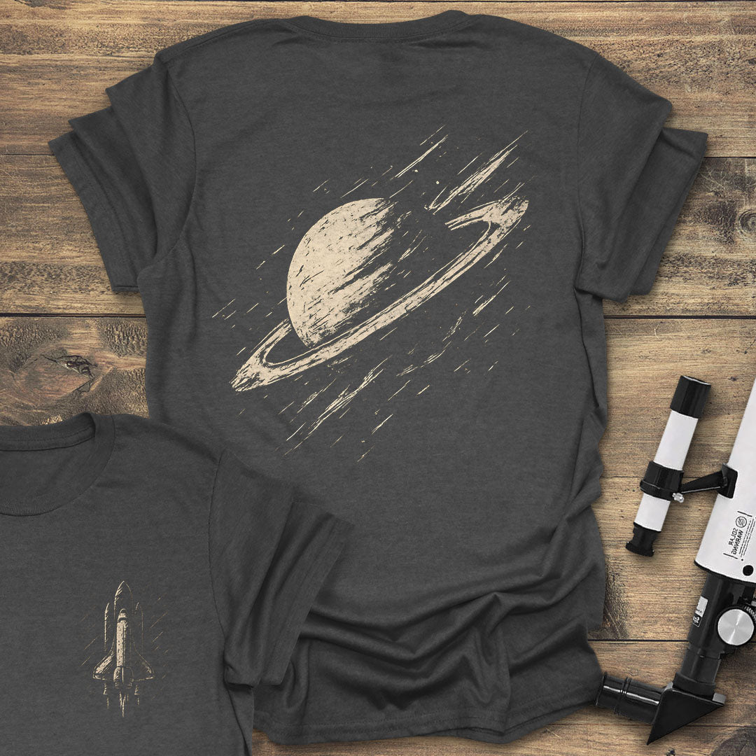 Saturn Sketch Back Print - Dark heather T-Shirt