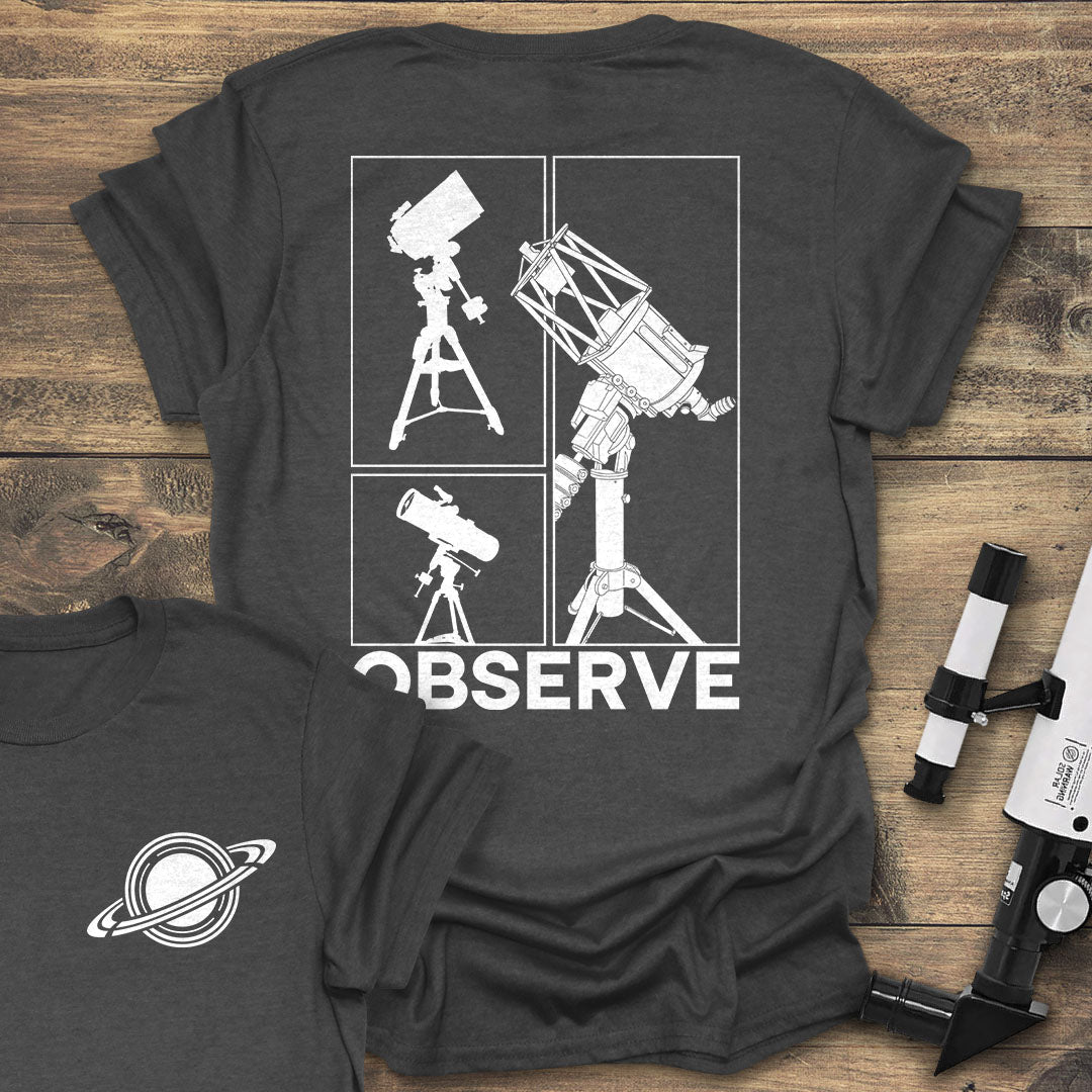 Observe Minimalist Telescope Back - Dark heather T-Shirt
