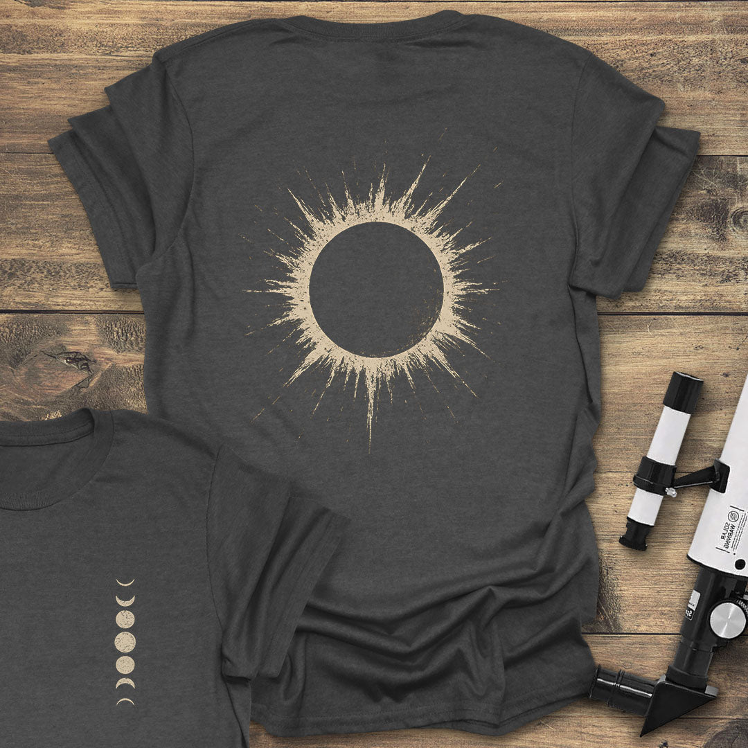 Solar Eclipse Back Print - Dark heather T-Shirt