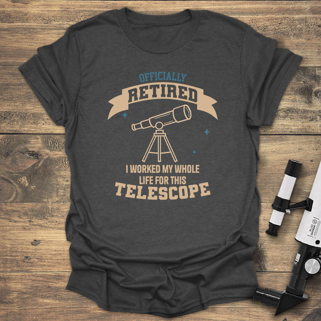 Officially Retired Telescope - Dark heather T-Shirt